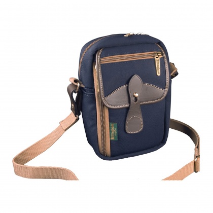 Billingham Airline Stowaway Camera Shoulder Bag, Navy Canvas-Chocolate Trim Billingham Airline Stowaway Camera Shoulder Bag, Navy Canvas-Chocolate Trim