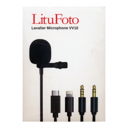 LituFoto Lavalier Microphone VV10/3.5mm/1.5M LituFoto Lavalier Microphone VV10/3.5mm/1.5M