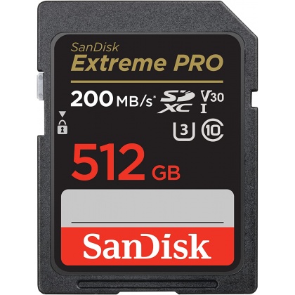 SanDisk 512GB SDXC Extreme Pro R200/W140MB/s V30 SanDisk 512GB SDXC Extreme Pro R200/W140MB/s V30