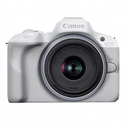 Canon EOS R50 Mirrorless Camera, White with RF-S 18-45mm lens Canon EOS R50 Mirrorless Camera, White with RF-S 18-45mm lens