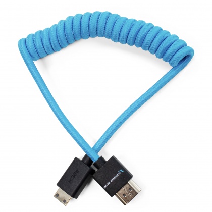 Kondor Blue HDMI Mini to HDMI Coiled cable 12-24in, Blue Kondor Blue HDMI Mini to HDMI Coiled cable 12-24in, Blue