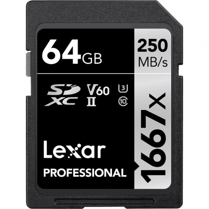 Lexar 64GB SDXC Silver UHS-II R250/W120MB/s V60 Lexar 64GB SDXC Silver UHS-II R250/W120MB/s V60