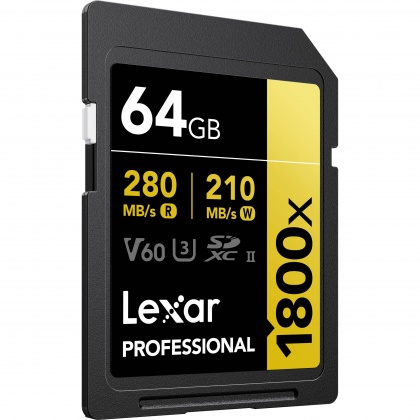 Lexar 64GB SDXC Gold UHS-II R280/W210MB/s V60 Lexar 64GB SDXC Gold UHS-II R280/W210MB/s V60