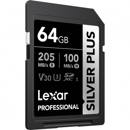 Lexar 64GB SDXC Silver Plus R205/W150MB/s V30 Lexar 64GB SDXC Silver Plus R205/W150MB/s V30