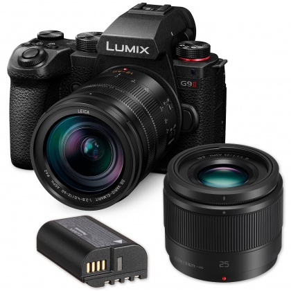 Panasonic Lumix DC-G9II Mirrorless Camera with 12-60mm Leica and 25mm Lenses plus spare battery Panasonic Lumix DC-G9II Mirrorless Camera with 12-60mm Leica and 25mm Lenses plus spare battery