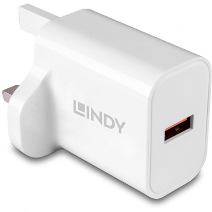 Lindy 18W USB Type A Fast Charger for cameras, smartphones and other mobile devices Lindy 18W USB Type A Fast Charger for cameras, smartphones and other mobile devices