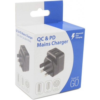 Pama Plug-in USB-C and USB-A Charger, 3 Amp Pama Plug-in USB-C and USB-A Charger, 3 Amp