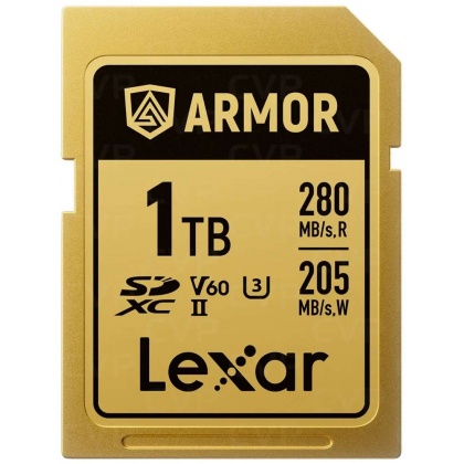 Lexar SDXC Pro Gold Series ARMOR UHS-II 1TB V60 IP68 Stainless Steel R280/W210 Lexar SDXC Pro Gold Series ARMOR UHS-II 1TB V60 IP68 Stainless Steel R280/W210