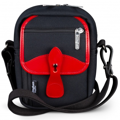 Billingham Compact Stowaway Camera Shoulder Bag, Black Fibrenyte-Red Trim Billingham Compact Stowaway Camera Shoulder Bag, Black Fibrenyte-Red Trim