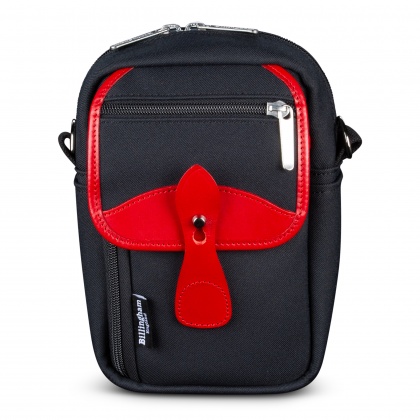 Billingham Airline Stowaway Camera Shoulder Bag, Black Fibrenyte-Red Trim Billingham Airline Stowaway Camera Shoulder Bag, Black Fibrenyte-Red Trim