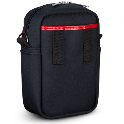 Billingham Airline Stowaway Camera Shoulder Bag, Black Fibrenyte-Red Trim Billingham Airline Stowaway Camera Shoulder Bag, Black Fibrenyte-Red Trim