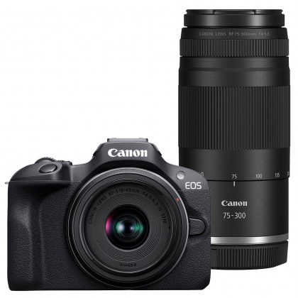 Canon EOS R100 Mirrorless Camera with 18-45 and 75-300mm lenses Canon EOS R100 Mirrorless Camera with 18-45 and 75-300mm lenses