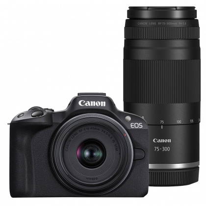 Canon EOS R50 Mirrorless Camera with 18-45 and 75-300mm lenses Canon EOS R50 Mirrorless Camera with 18-45 and 75-300mm lenses