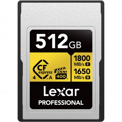 Lexar 512GB, CFexpress PRO Type A Gold 4, R1800/W1650MB/s, VPG400 Lexar 512GB, CFexpress PRO Type A Gold 4, R1800/W1650MB/s, VPG400