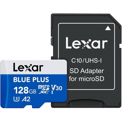 Lexar 128GB microSD Blue Plus R100 V10 with SD adapter Lexar 128GB microSD Blue Plus R100 V10 with SD adapter