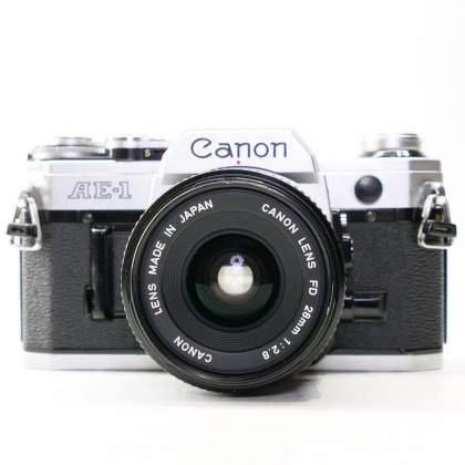 Used Canon AE-1 Program 35mm SLR with 28mm lens Used Canon AE-1 Program 35mm SLR with 28mm lens