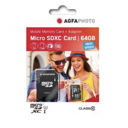 AGFAPHOTO 64GB Micro SDXC UHS-1 U3 V30 with SD Adapter AGFAPHOTO 64GB Micro SDXC UHS-1 U3 V30 with SD Adapter