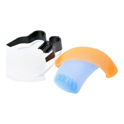 Kood Diffuser set for SLR pop-up flash; white, blue and yellow Kood Diffuser set for SLR pop-up flash; white, blue and yellow