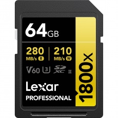 Lexar 64GB SDXC Gold UHS-II R280/W210MB/s V60 Lexar 64GB SDXC Gold UHS-II R280/W210MB/s V60