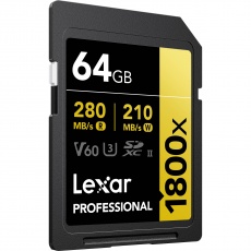 Lexar 64GB SDXC Gold UHS-II R280/W210MB/s V60 Lexar 64GB SDXC Gold UHS-II R280/W210MB/s V60