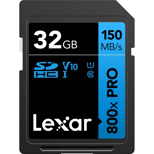 Lexar Lexar SDHC 800x PRO Blue Series 32GB UHS-1 V10 - Read 150MB/s